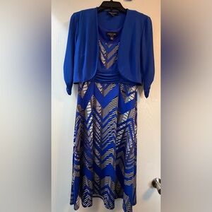 Perceptions New York Blue Chevron Pattern 2 Piece Dress- Women's